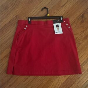Rafaella Red Mini Skort with Silver Button Accents